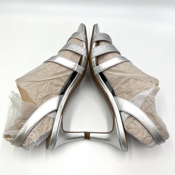Naturalizer‎ Size 7.5 Silver Metallic Glitter Strappy Dress Sandals Heels Shoes - Picture 7 of 12